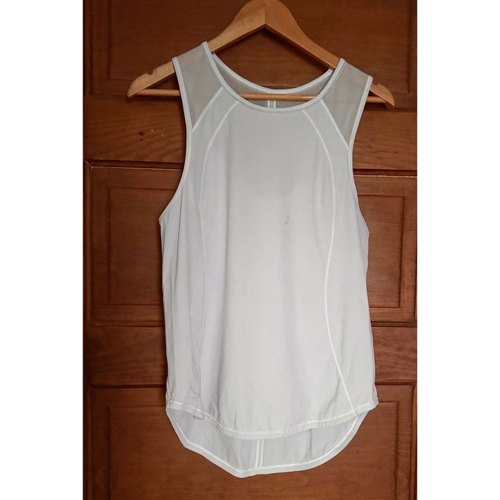 Lululemon White Mesh Panel Keyhole Back Activewear Tank Top Size 6